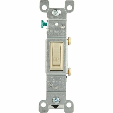 LEVITON Residential Grade 15 Amp Toggle Single Pole Grounded Switch, Ivory 203-01451-02I